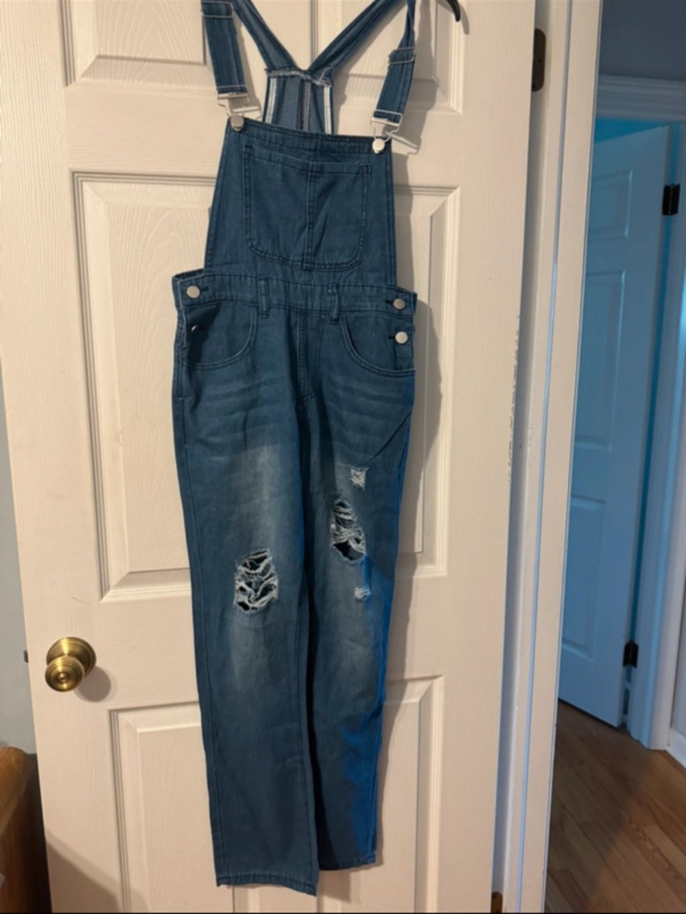 & Other Stories Distressed Blue Denim Overalls